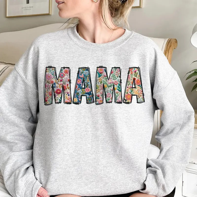Retro Spring Flowers Mama Sweatshirt, Retro Boho mama Sweatshirt, Floral mama Sweatshirt, Mother sublimation Sweatshirt, Boho Sweatshirt, Gift for mom Sweatshirt