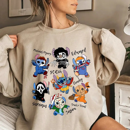 Retro Stich Ghostface Shirt, Vintage Stich Lover T-shirt, Spookiest Halloween Shirt, Magic Kingdom Sweatshirt, Gift For Friends