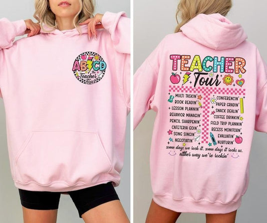 Retro Teacher Tour Hoodie, Teacher Appreciation Hoodie, Back To School, Teacher Life Hoodie, Teacher Gifts, Kindergarten, ABCD Teacher Tour  T-shirt, sweater and Hoodie