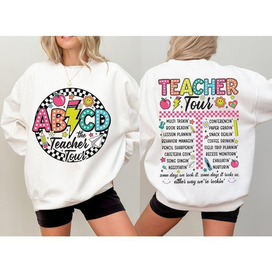 Retro Teacher Tour Shirt gift for Teacher shirt, ABCD Teacher Tour Shirt, End of Year Shirt, Teacher Gift, Back To School  T-shirt, sweater and Hoodie