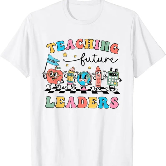Retro Teaching Future Leaders Groovy Teacher Back To School T-Shirt