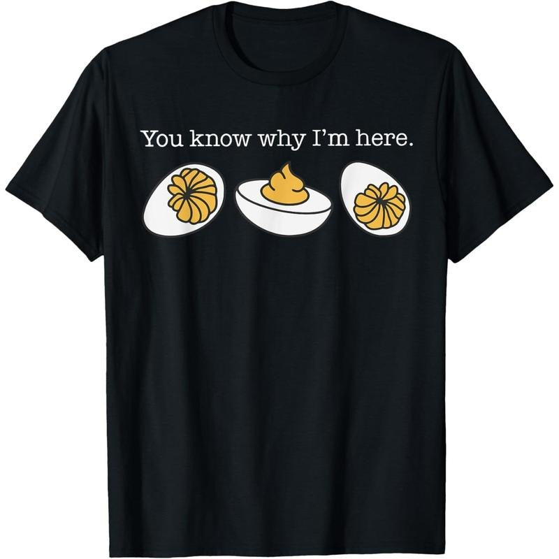Retro Thanksgiving Dinner You Know Why I'm Here Deviled Egg T-Shirt made in usa