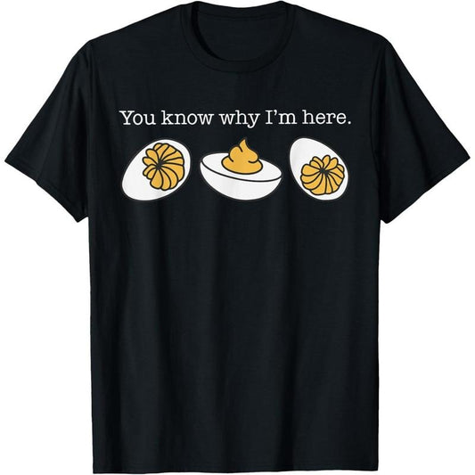Retro Thanksgiving Dinner You Know Why I'm Here Deviled Egg T-Shirt made in usa