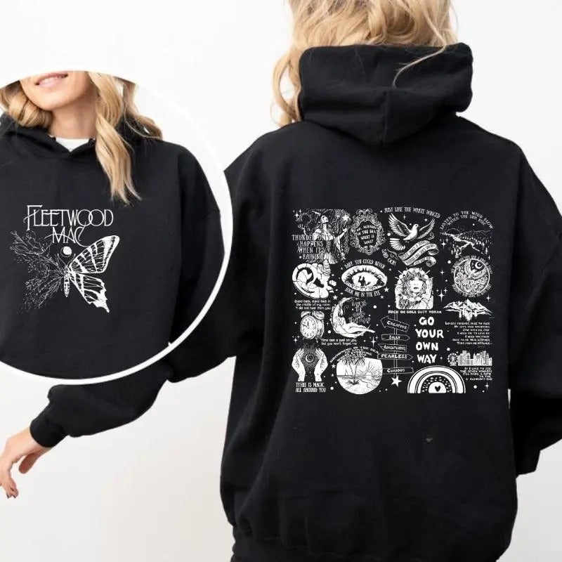 Retro Tracklist Stevie Nicks 2 Sides Shirt Sweatshirt Hoodie, Fleetwood Mac Butterfly Graphic Shirt, Gifts For Her