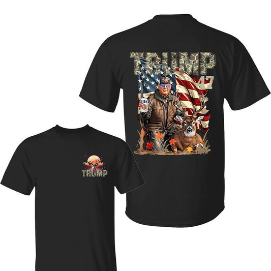 Retro Trum Hunting With Miler Lite Shirt, Trump and Your Hunt Deer, Hunter Trum Shirt Gift for Trummp Supporter, Full Size