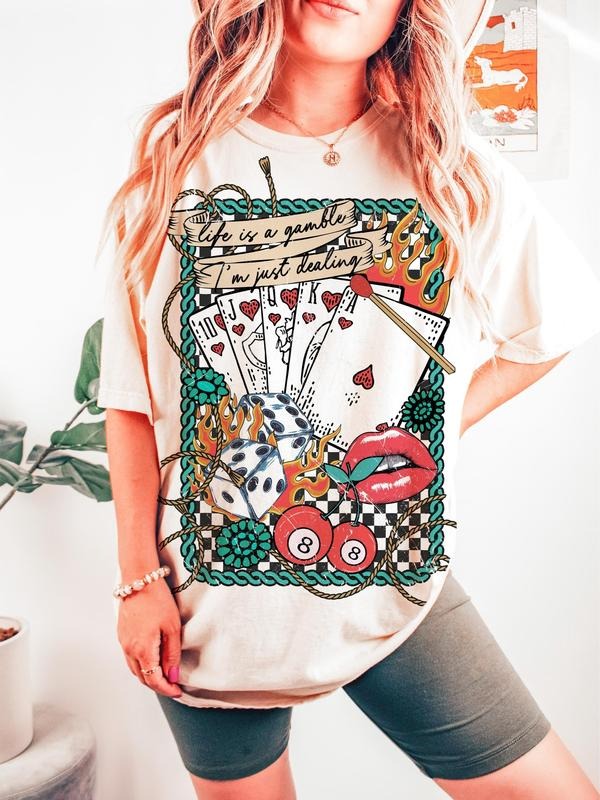 Retro Turquoise Western Country Sweatshirt, Life is a Gamble Sweatshirt Design, Wild West Gifts, Retro Cowboy Sweatshirt