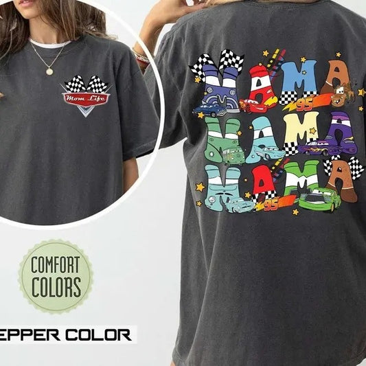 Retro Two Side Mc Que0n Cars Mama Shirt, Cars Movie T-Shirt, cars movie Shirt, Piston Cup Champion Shirt, cars movie Number Shirt Casual Cotton
