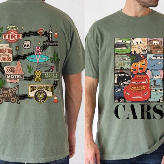 Retro Two Side Mc Que0n Cars Shirt, Cars Movie T-Shirt, cars movie Shirt, Piston Cup Champion Shirt, cars movie Number Shirt Casual Cotton