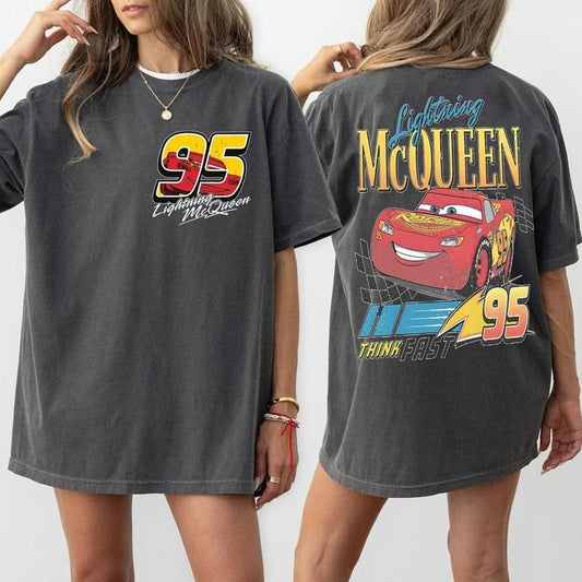 Retro Two Side Mc Que0n Cars Shirt, Cars Movie T-Shirt, cars movie Shirt, Piston Cup Champion Shirt, cars movie Number Shirt Casual Cottonstyle{n002}5