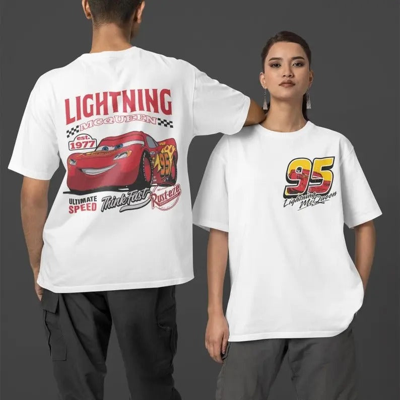 Retro Two Sided Lightning McQueeneee Shirt, Lightning McQueeneee Number Back,Piston Cup Tee,Cars Land Shirt,Cars Shirt