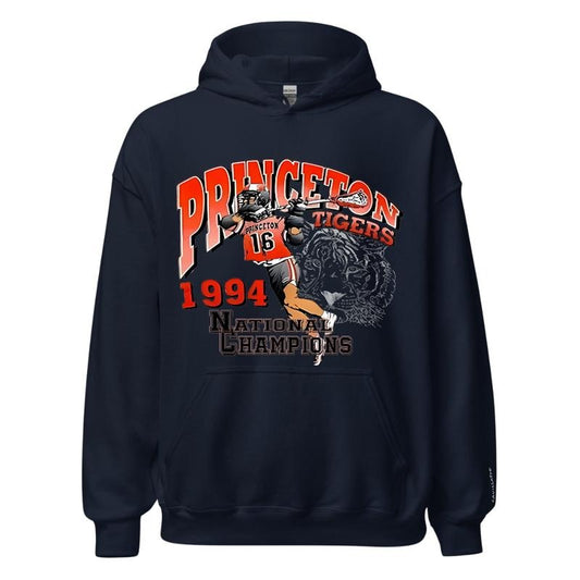 Retro Vintage 1994 Princeton Tigers Lacrosse Champs Vintage NCAA Tee, Full Color T-Shirt, For Men And Women