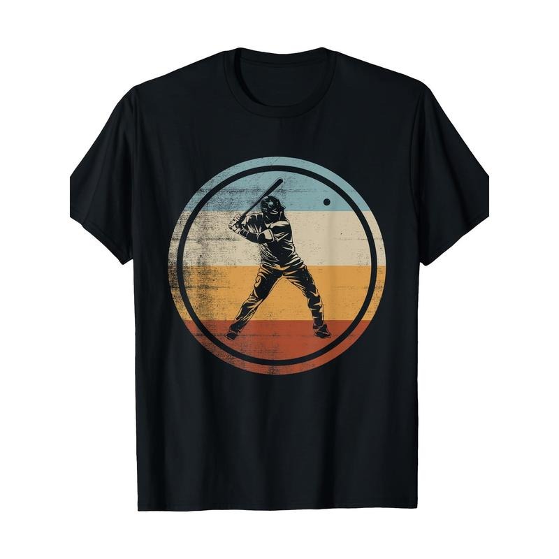 Retro Vintage Baseball Player Design Baseball 220g100% Cotton T-Shirt made in usa
