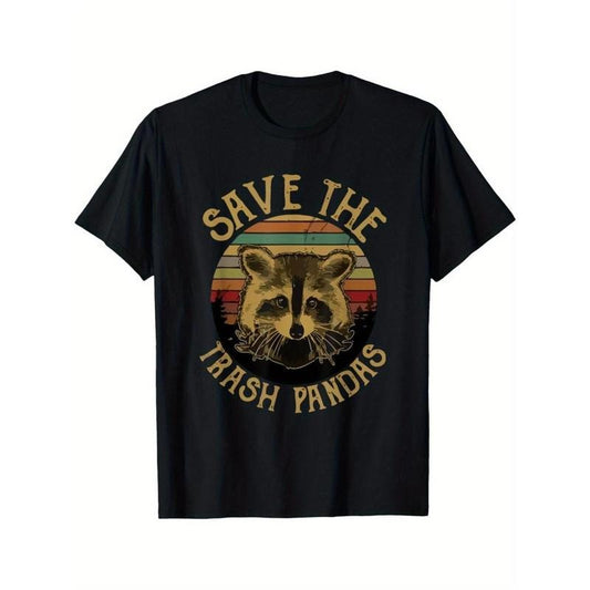 Retro Vintage Save The Trash Pandas Funny Raccoon Animal T-Shirt Made in USA
