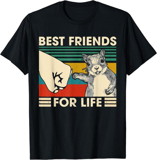 Retro Vintage Squirrel Best Friend For Life Fist Bump T-Shirt | Unisex Cotton Tee, Short Sleeve, Size S-5XL