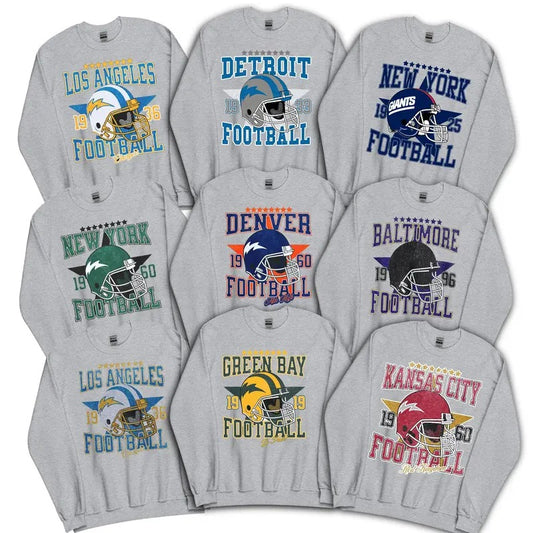 Retro Vintage Style Football Sport Grey Crewneck Sweatshirt Retro Graphic