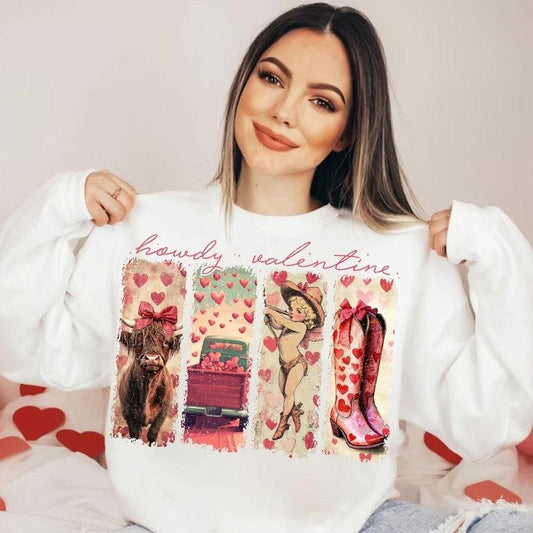 Retro Western Valentines Sweatshirt, Valentines Day Sweatshirt, Cupid, Valentines Coquette Sweatshirt, Valentine Heart Sweatshirt, Highland Cow Sweatshirt