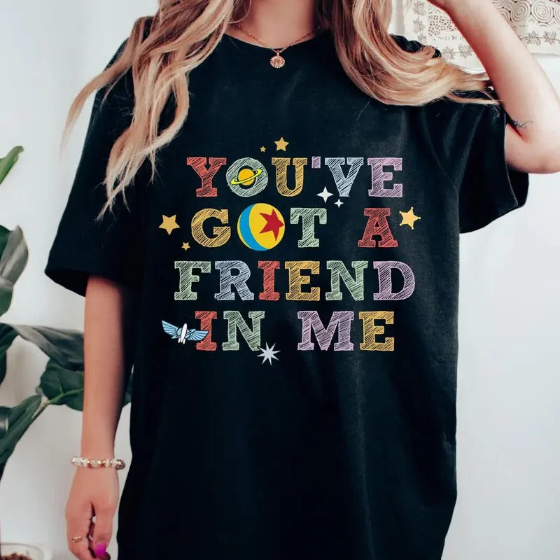 Retro You've Got A Friend In Me Sketch T Shirt Hoodie Sweater Toy Story Group T-shirt land Family Trip World Tee