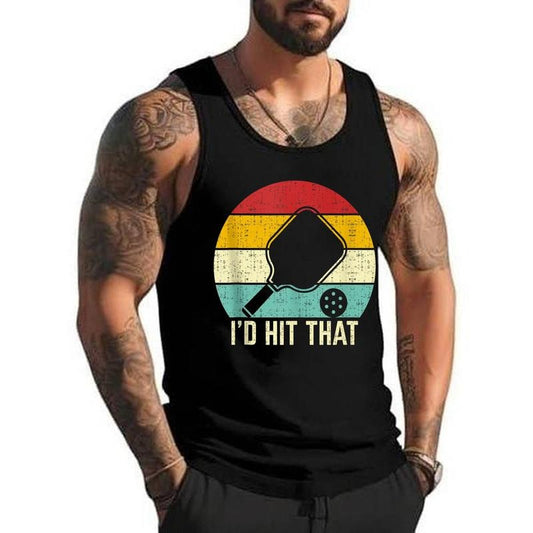 Retros vintage sunset paddle I_d hit that pickleball player Unisex Tank Top, Cotton, Size S-3XL