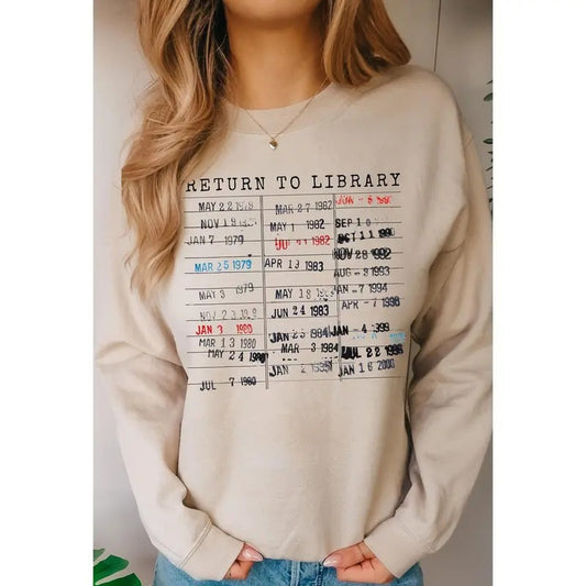 Return to Library Shirt, Vintage Library Card Book Due Date Sweatshirt, Bookish Gift for Her Him Reader Author Librarian English Teacher Tee