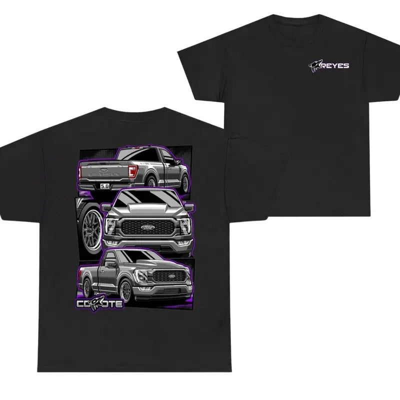 Reyes Coyote Car T-shirt, Graphic Truck Tee, Stylish Car Merch for Automotive Enthusiasts