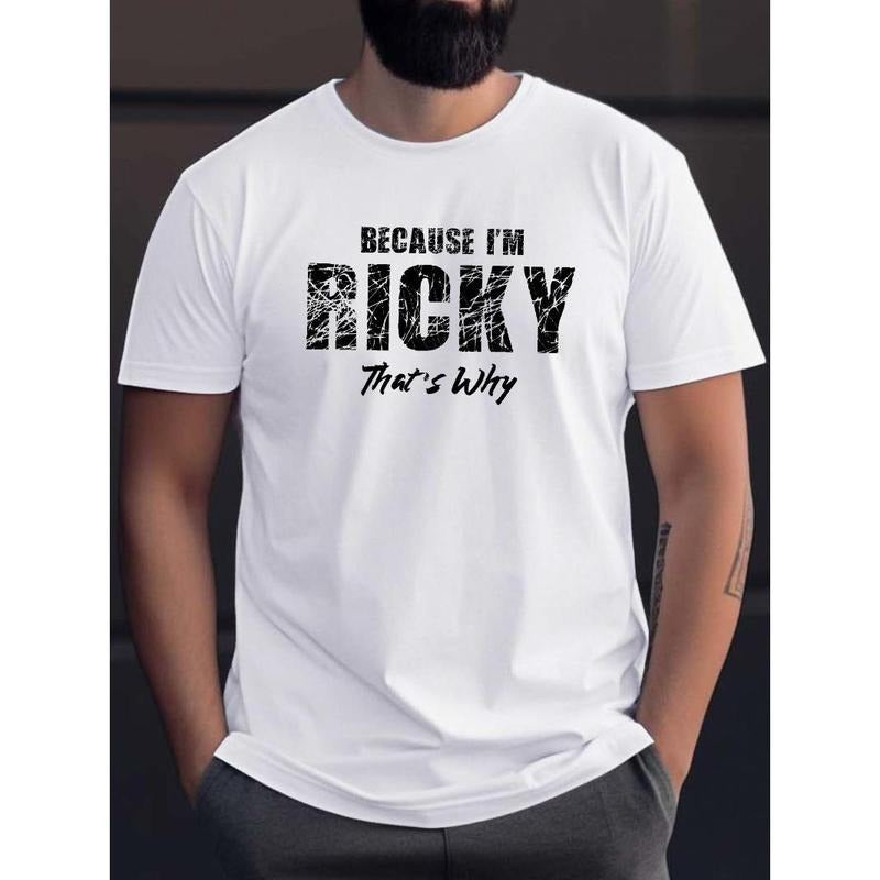 Ricky Print Graphic Tee - Men's Summer Casual Short Sleeve T-Shirt for Daily Activities - Comfortable, Breathable, and Relaxed Fit Made in USA