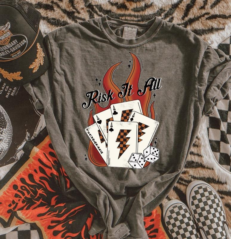 Risk it all Tshirt, Vintage Western Cowgirl Shirt, Boots Shirt, Country Music Shirt, Rodeo Horse Lover Cow girl Gift, Nashville Tee