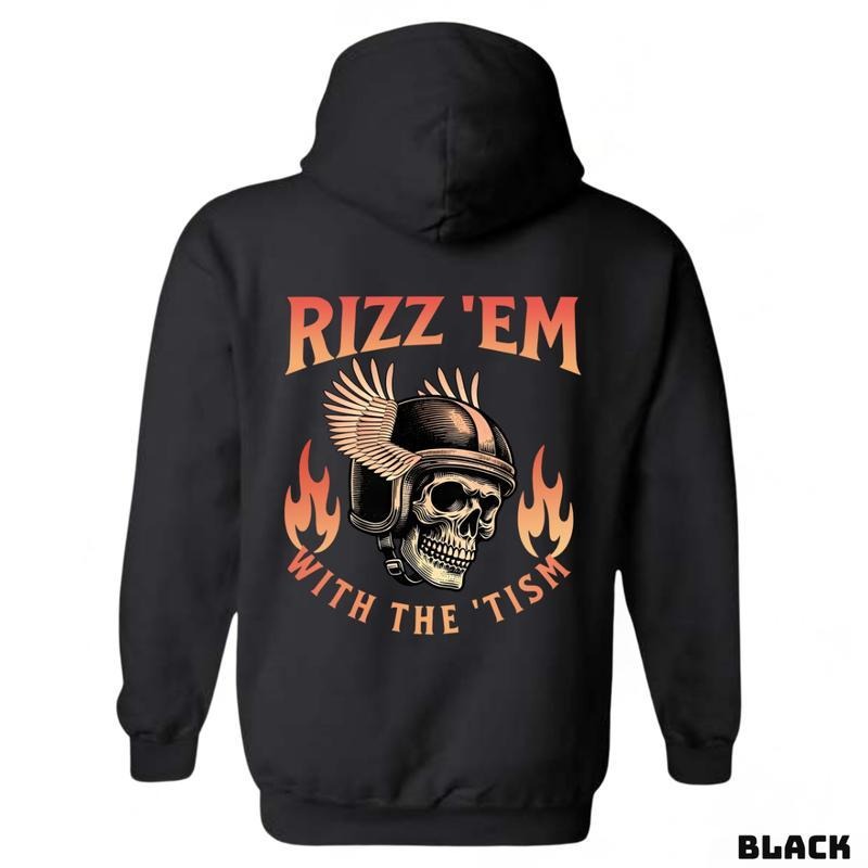 Rizz 'Em With The 'Tism sweatshirt-tshirt-hoodie, Featuring a unique winged helmet skull sweatshirt, perfect for both men and women who love bold and eye-catching styles