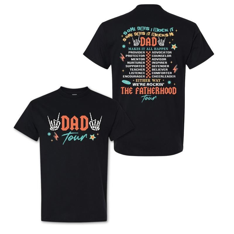Rock & Roll Dad T-Shirt Funny Fatherhood Shirt, Fathers Day Gift, Cool Retro Music Concert Tee for Him, Menswear Graphic Tee Casual Top for Unisex
