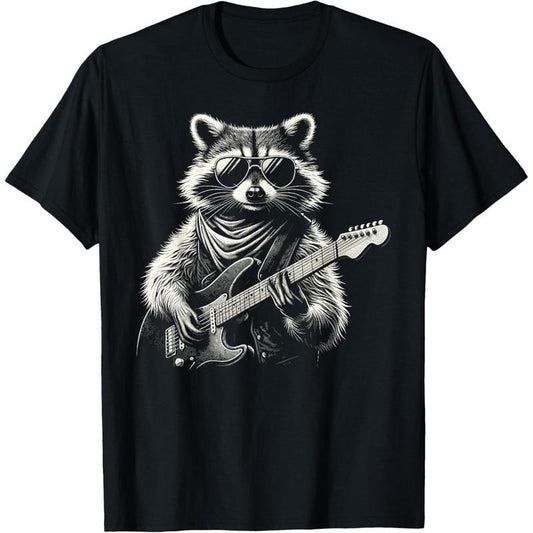 Rock On Raccoon Rock and Roll Vintage Guitarist Men Women T-Shirt made in us