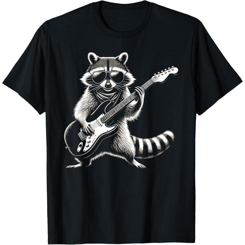 Rock On Raccoon Rock and Roll Vintage Guitarist Men Women T-Shirt made in usstyle{n002}2