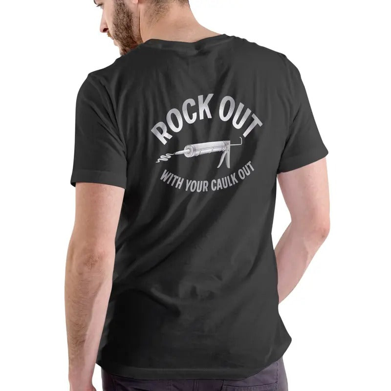 Rock Out Funny T-Shirt Unisex Cotton Casual Relaxed Fit with Graphic Text Design