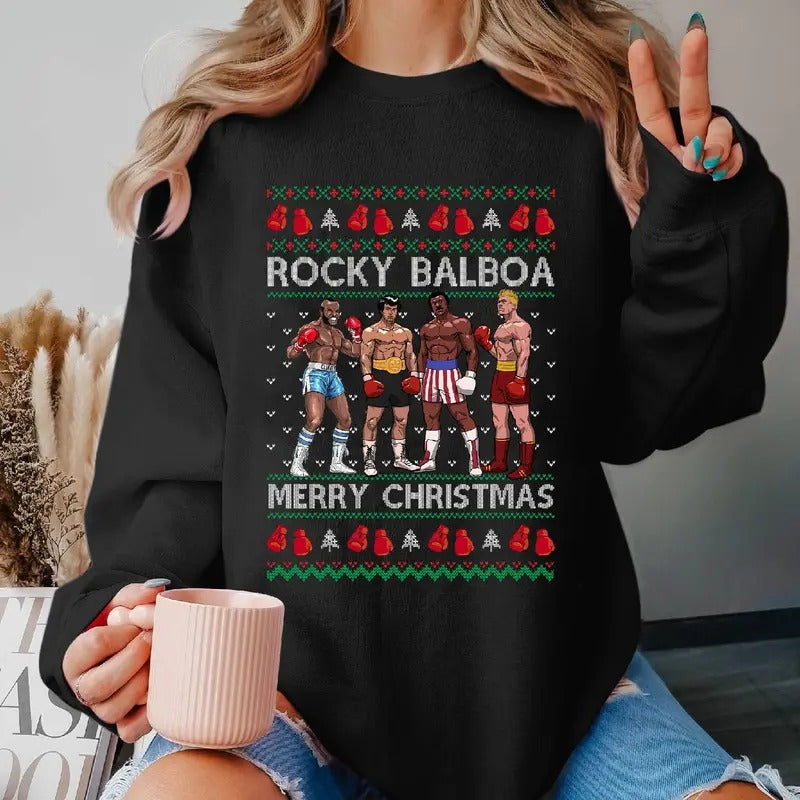 Rocky Balboa Sweatshirt, Rocky Balboa Mason 'The Line' Dixon T Shirt, Rocky Balboa Merry Christmas Ugly Sweater Shirt, Christmas Xmas Gifts