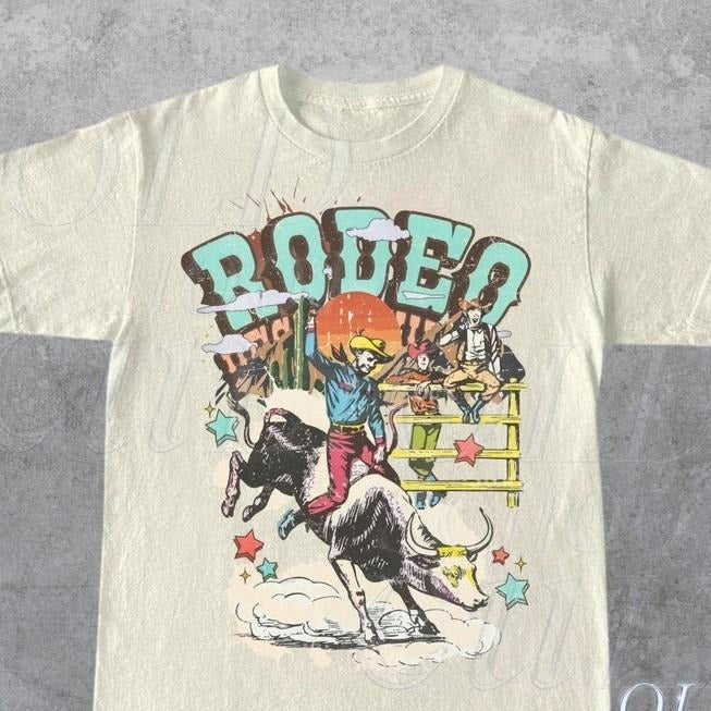 Rodeo Western Cowboy T-Shirt, Vintage 90s Graphic Western Shirt, Retro Rodeo Tee, Distressed Cowboy Shirt, Wild West Gift, Cool Gift Unisex Full Size