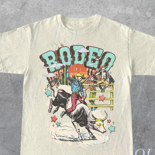 Rodeo Western Cowboy T-Shirt, Vintage 90s Graphic Western Shirt, Retro Rodeo Tee, Distressed Cowboy Shirt, Wild West Gift, Cool Gift Unisex Full Size