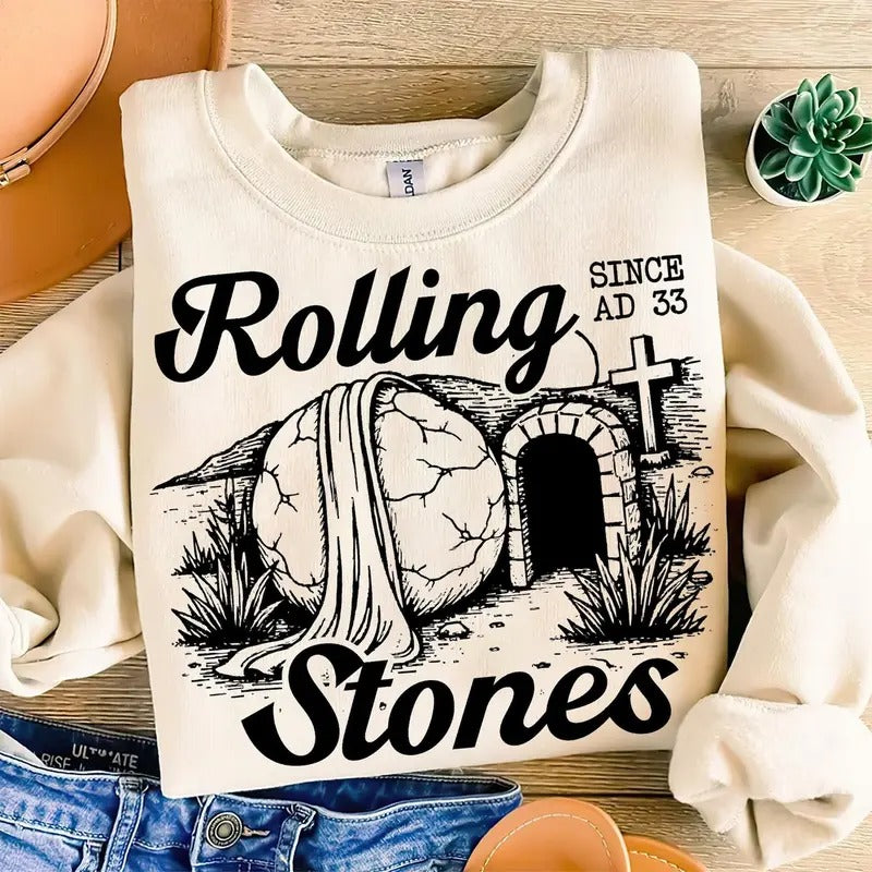 Rolling Stones He Is Risen Shirt, Retro Easter Christian Jesus Shirt Design, Svg For Cricut, Jesus Christian Svg, He is Risen Design 2