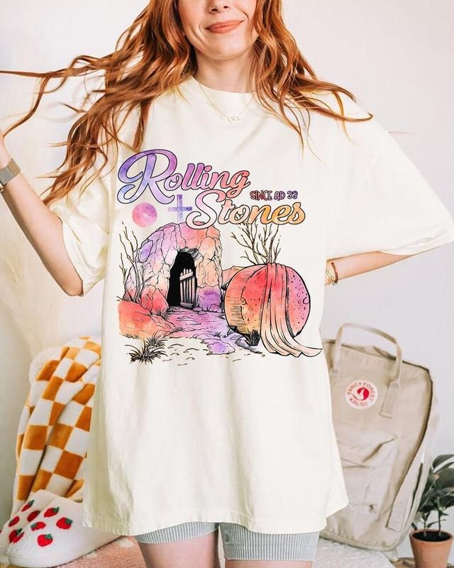 Rolling tshirt, He Is Risen sweatshirt, Easter Christian tshirt, Funny Christian tshirt, tshirt hot trend, Vintage Graphic Short Sleeve T-Shirt