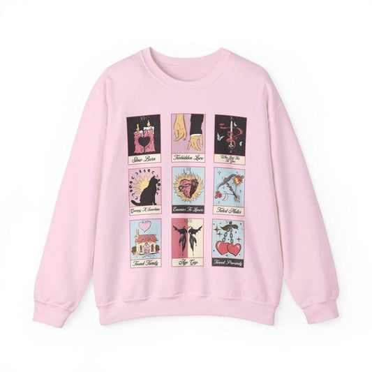 Romance Tropes Tarot Card Sweatshirt, Reading Hoodie, Bookish Crewneck, Fated Mates Enemies To Lovers Morally Grey Smut Books Reader Gift Sweater