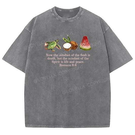 Romans 8_6 Unixes Washed T-Shirt, Christian Tshirts, Christian Jesus shirts, Vintage 90s Graphic Tee Gift Cotton Top, Mineral color Casual Comfort