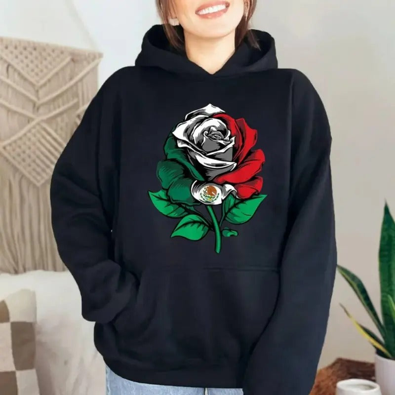 Rose Floral Mexico Flag Love Mexico Independence Mexican T Shirt, Sweatshirt, Hoodie, Unisex Sweater Pullover Tee