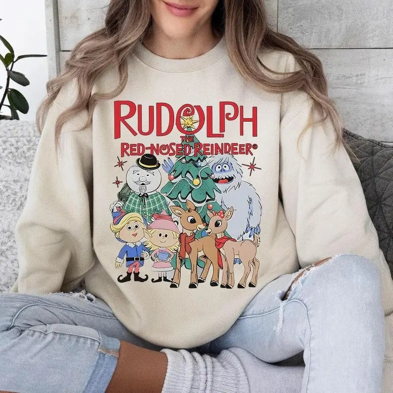 Rudolph The Red Nosed Reindeer Christmas Sweatshirt, Rudolph Xmas Sweatshirt, Rudolph Christmas Shirt, Vintage Christmas Movie Sweatshirt