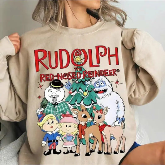 Rudolph The Red Nosed Reindeer Sweatshirt Christmas Sweatshirt, Rudolph Xmas Sweatshirt Vintage Christmas Movie Shirt For Men For Women