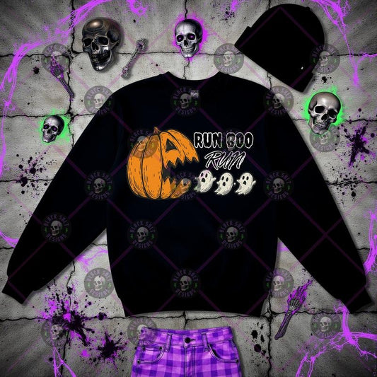 Run Boo Run Casual Unisex Halloween T-Shirt Sweatshirt or Hoodie Streetwear Crewneck Womenswear Top Long Sleeve for Summer Everyday fun shirt