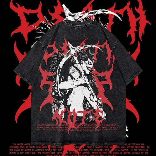 Ryuk Dead Note Heavy Oversized Acid-Washed Unisex Anime T-Shirt Streetwear & Gym Style Cotton Menswear