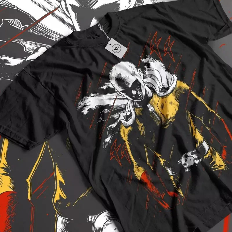 SAITAMA One Punch Man T-Shirt Anime Manga Gifts Black Shirt Unisex All Size