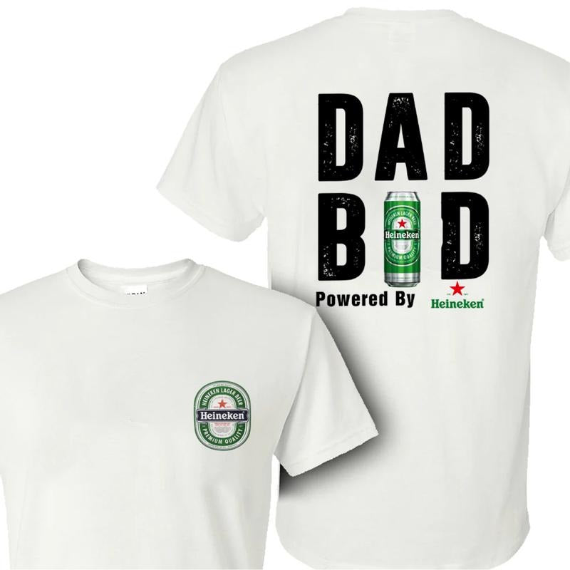 [SALE UP TO 45%] Retro DAD BOD Heniken Beer T-shirt, DAD BOD Powered By Heniken Shirt, Father's Day Gifts, Mother's Day Gifts Shirt Cotton Menswear