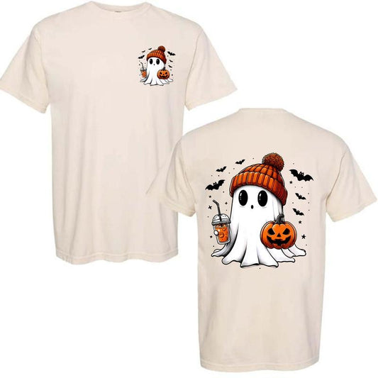 [SALE UP TO 45%] Trendy Halloween Boo with Pumpkin Season Unisex T-shirt 2 sides, Halloween Spooky Season T-shirt Classic Cotton streetwear