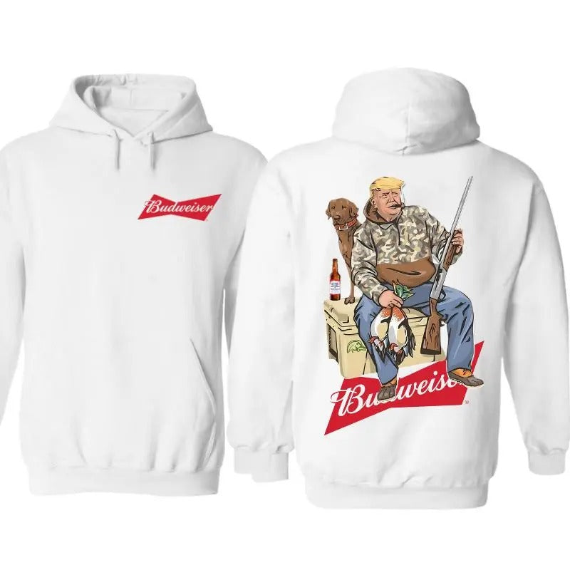 [SALE UP TO 45%] Trump Hunter with Budweiser Beer Lover Hoodie Classic Cotton, Trump Hunter Beer Lover Shirt for Father's Day, Mother's Day