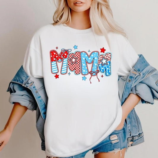 [SALE UP TO 60%] 4th of July Mama T-Shirt, Sweatshirt, Patriotic Checkered Graphic, American Mama USA Shirt for Memorial Day and Summer Wear