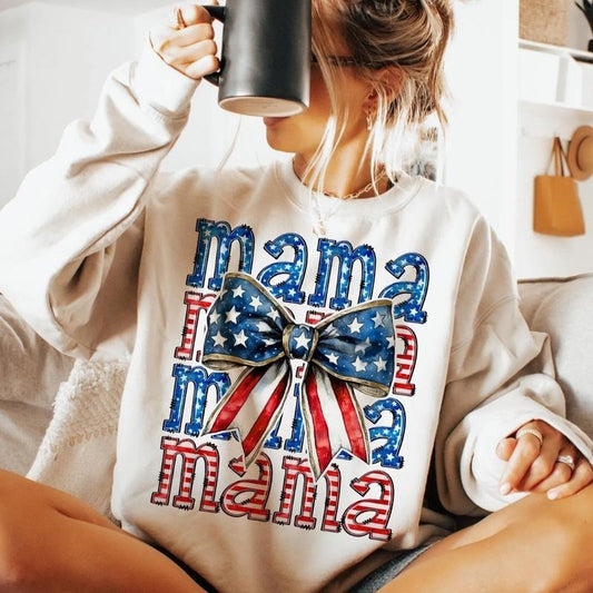 [SALE UP TO 60%] American Mama T-Shirt, Sweatshirt, 4th of July Mom Graphic, USA Flag Patriotic Shirt for Mothers, All American Mama Style