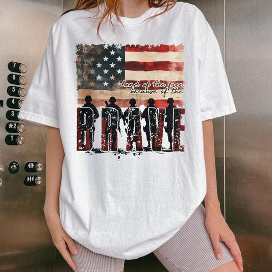 [SALE UP TO 60%] Land of the Free T-Shirt, Sweatshirt, Patriotic Retro USA Graphic, 4th of July and Veterans Day Shirt to Honor and Remember